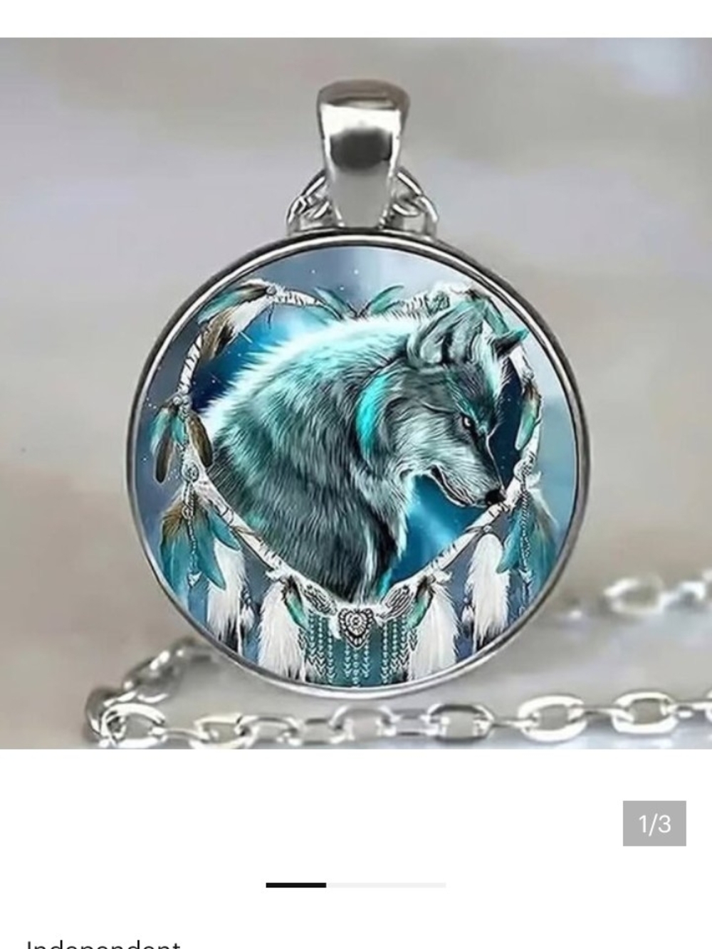 Blue Wolf Dreamcatcher Pendant Necklace - Women Jewelry